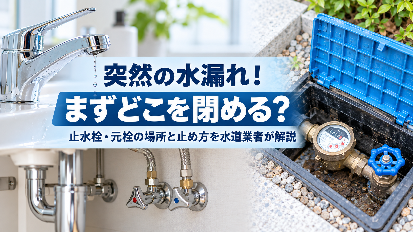 突然の水漏れ！まずどこを閉める？止水栓・元栓の場所と止め方を水道業者が解説